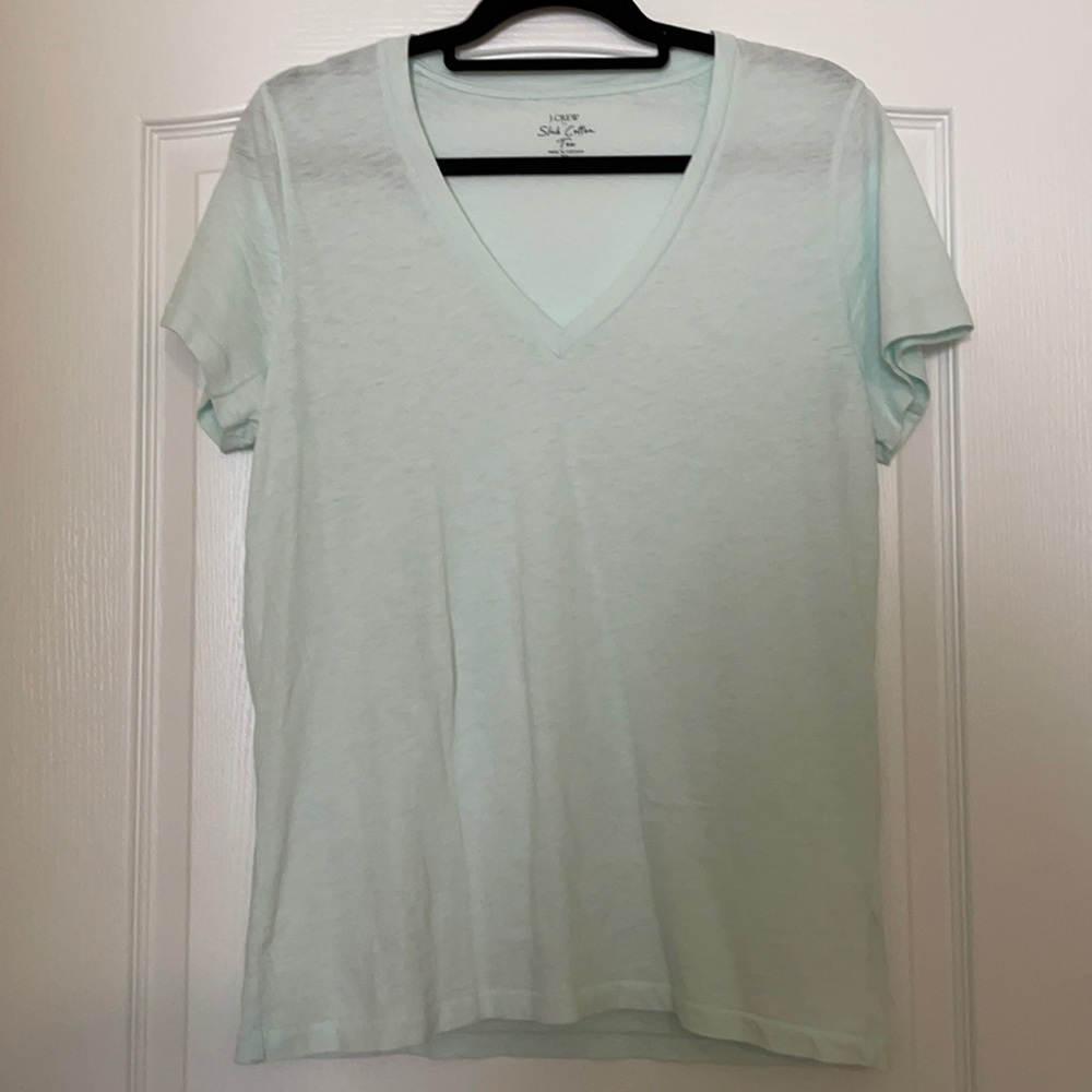 XL JCrew slub cotton v neck tee-mint green